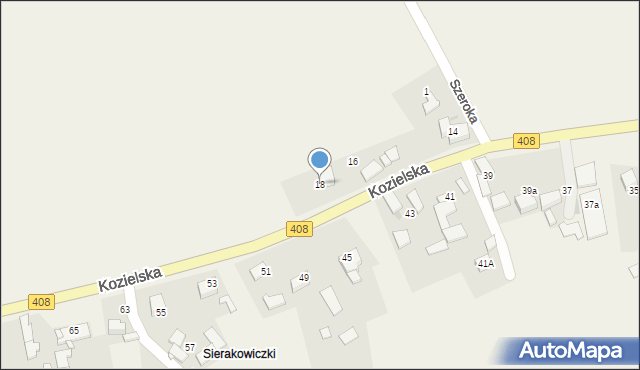 Sierakowice, Kozielska, 18, mapa Sierakowice