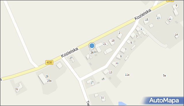 Sierakowice, Kozielska, 25, mapa Sierakowice