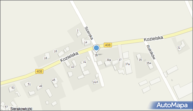 Sierakowice, Kozielska, 39, mapa Sierakowice