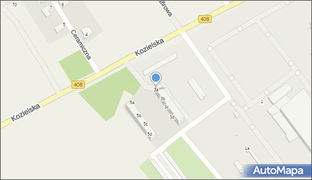 Sierakowice, Kozielska, 3a, mapa Sierakowice