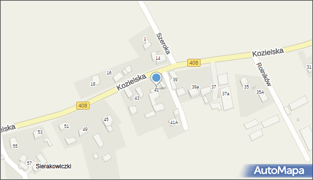 Sierakowice, Kozielska, 41, mapa Sierakowice