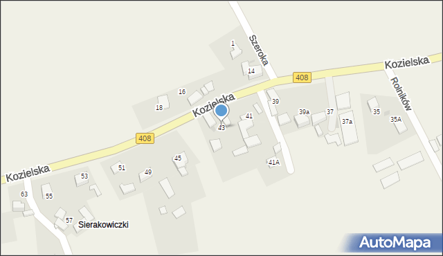 Sierakowice, Kozielska, 43, mapa Sierakowice