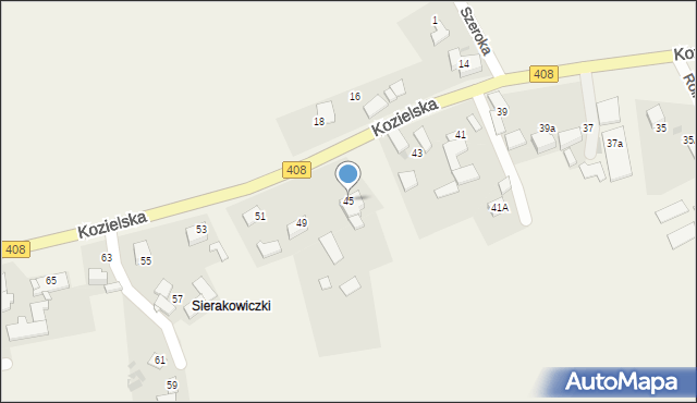 Sierakowice, Kozielska, 45, mapa Sierakowice