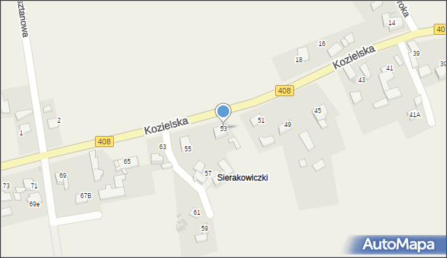 Sierakowice, Kozielska, 53, mapa Sierakowice