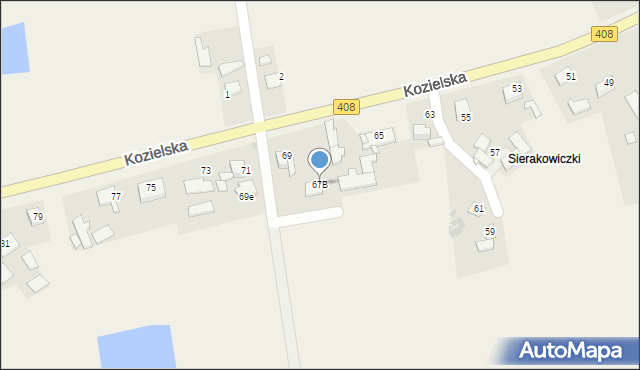 Sierakowice, Kozielska, 67B, mapa Sierakowice