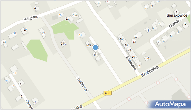 Sierakowice, Kozielska, 6F, mapa Sierakowice