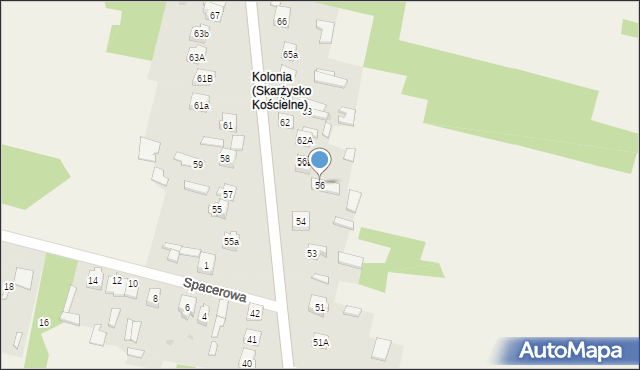Skarżysko Kościelne, Kolonia, 56, mapa Skarżysko Kościelne