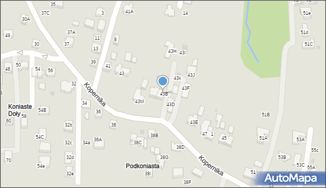 Skawina, Kopernika Mikołaja, 43B, mapa Skawina