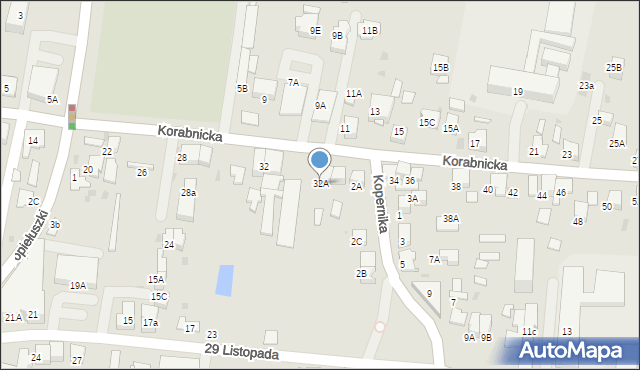 Skawina, Korabnicka, 32A, mapa Skawina