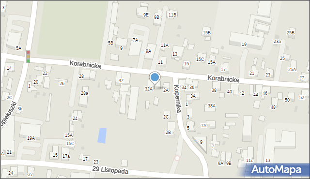 Skawina, Korabnicka, 32B, mapa Skawina