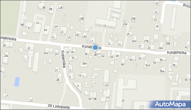 Skawina, Korabnicka, 40, mapa Skawina