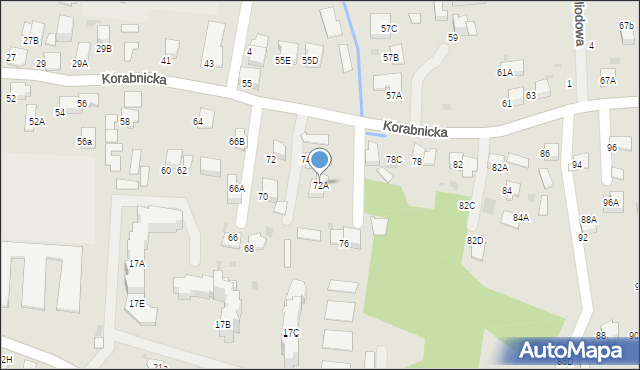 Skawina, Korabnicka, 72A, mapa Skawina