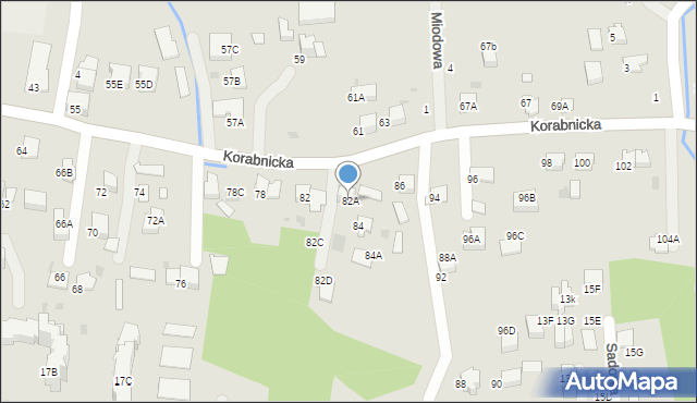 Skawina, Korabnicka, 82A, mapa Skawina