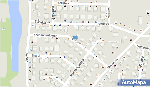 Skierniewice, Kochanowskiego Jana, 7, mapa Skierniewic