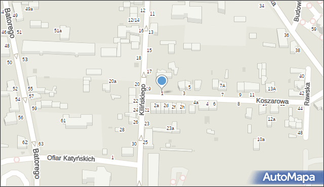 Skierniewice, Koszarowa, 1, mapa Skierniewic