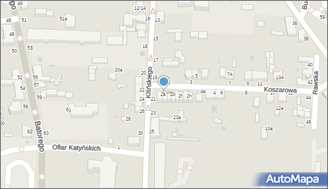 Skierniewice, Koszarowa, 2b, mapa Skierniewic