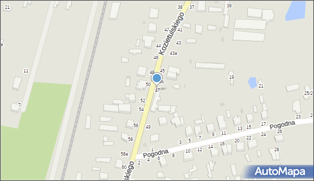 Skierniewice, Kozietulskiego Jana Leona, płk., 47, mapa Skierniewic