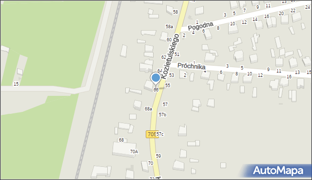 Skierniewice, Kozietulskiego Jana Leona, płk., 66, mapa Skierniewic