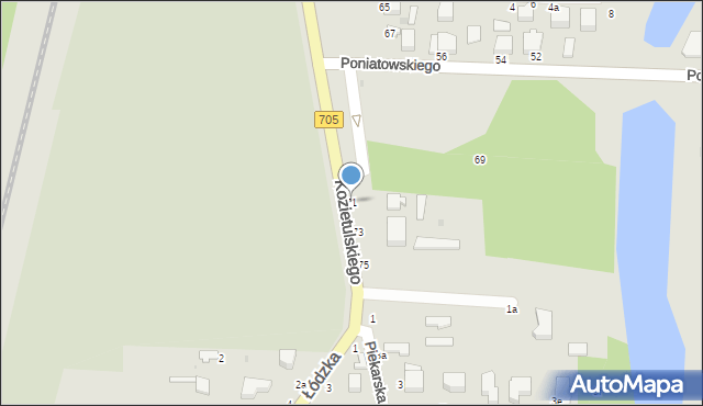 Skierniewice, Kozietulskiego Jana Leona, płk., 71, mapa Skierniewic