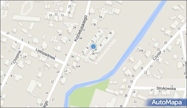 Skierniewice, Kozietulskiego Jana Leona, płk., 9n, mapa Skierniewic