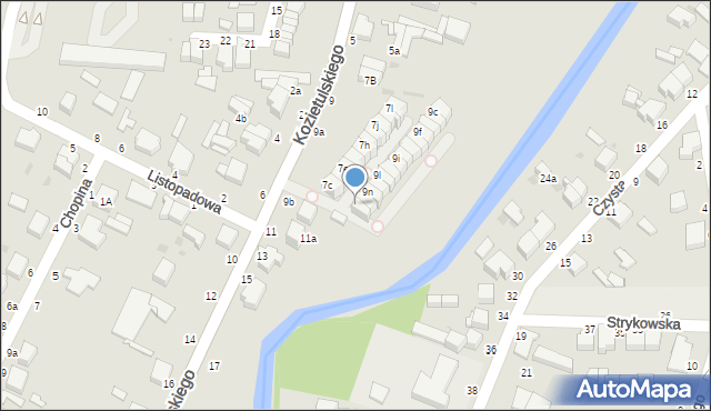 Skierniewice, Kozietulskiego Jana Leona, płk., 9p, mapa Skierniewic
