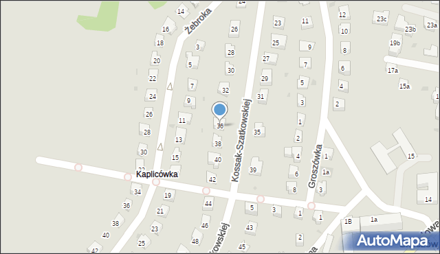 Skoczów, Kossak-Szatkowskiej Zofii, 36, mapa Skoczów