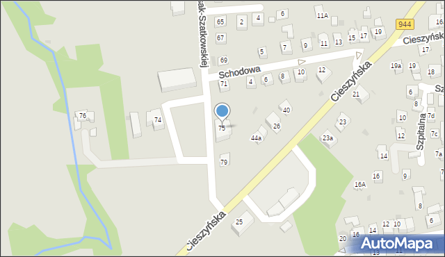 Skoczów, Kossak-Szatkowskiej Zofii, 75, mapa Skoczów