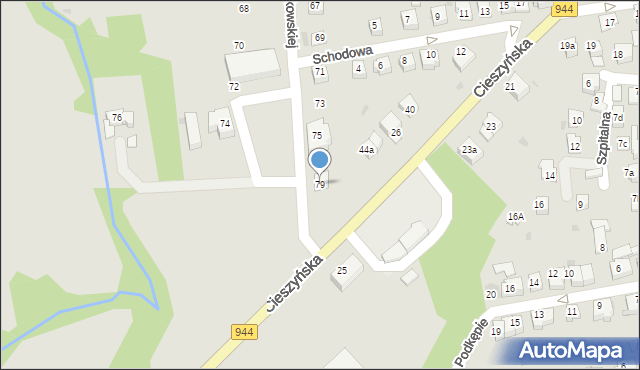 Skoczów, Kossak-Szatkowskiej Zofii, 79, mapa Skoczów