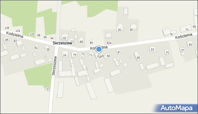 Skrzeszew, Kościelna, 71A, mapa Skrzeszew
