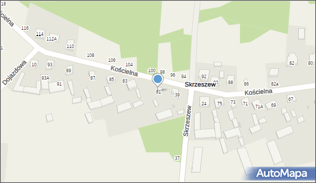 Skrzeszew, Kościelna, 81, mapa Skrzeszew