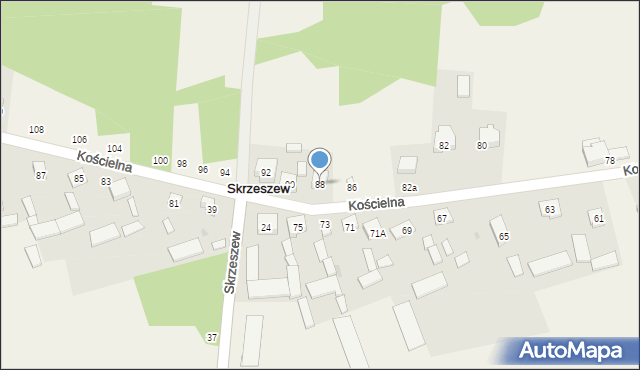 Skrzeszew, Kościelna, 88, mapa Skrzeszew