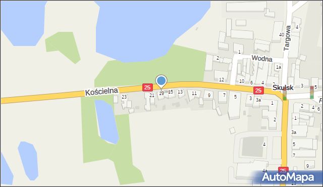 Skulsk, Kościelna, 19, mapa Skulsk