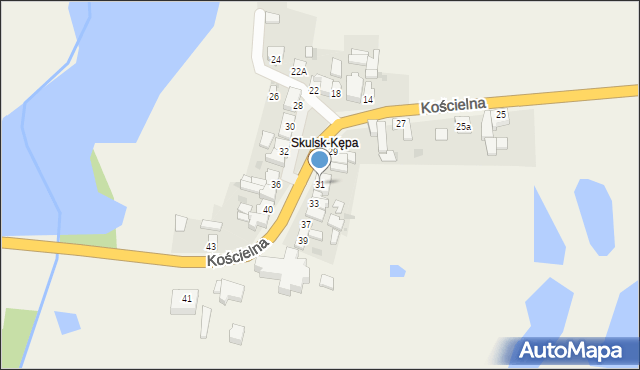 Skulsk, Kościelna, 31, mapa Skulsk