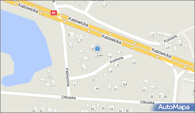 Sławków, Komora, 3, mapa Sławków