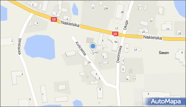 Ślesin, Kościelna, 1, mapa Ślesin