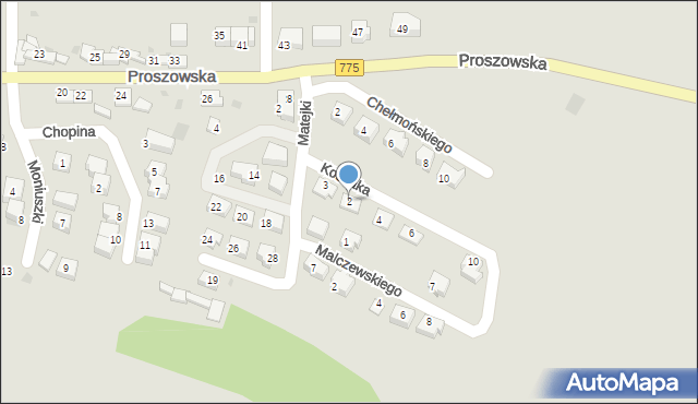 Słomniki, Kossaka Wojciecha, 2, mapa Słomniki