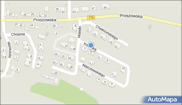 Słomniki, Kossaka Wojciecha, 2, mapa Słomniki