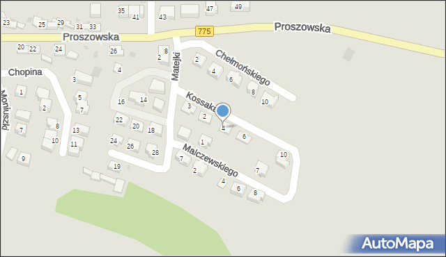 Słomniki, Kossaka Wojciecha, 4, mapa Słomniki