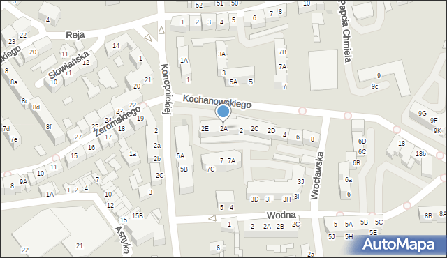 Słubice, Kochanowskiego Jana, 2A, mapa Słubice