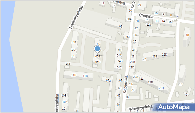 Słubice, Kopernika Mikołaja, 65B, mapa Słubice