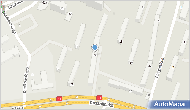 Słupsk, Koszalińska, 20, mapa Słupska