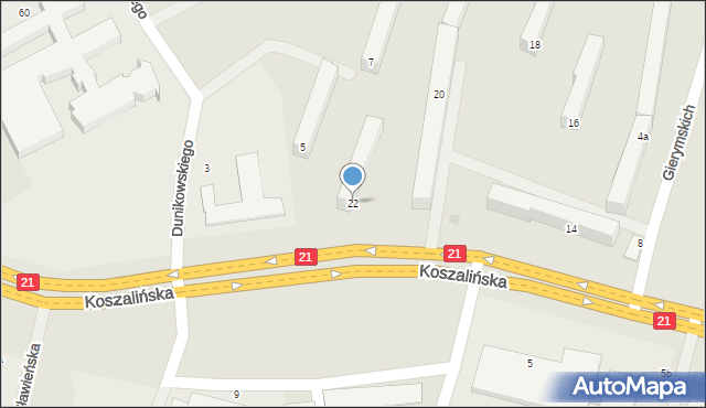 Słupsk, Koszalińska, 22, mapa Słupska