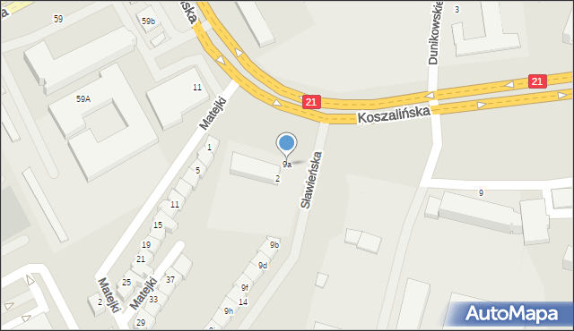 Słupsk, Koszalińska, 9a, mapa Słupska