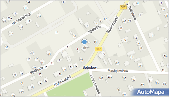 Sobolew, Kościuszki Tadeusza, gen., 68, mapa Sobolew