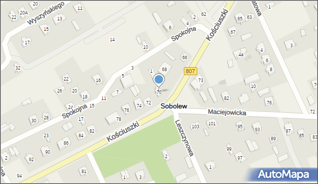 Sobolew, Kościuszki Tadeusza, gen., 70, mapa Sobolew