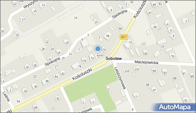 Sobolew, Kościuszki Tadeusza, gen., 72, mapa Sobolew