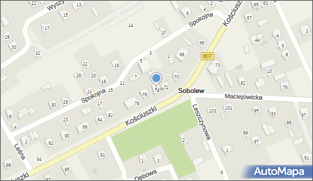 Sobolew, Kościuszki Tadeusza, gen., 74, mapa Sobolew