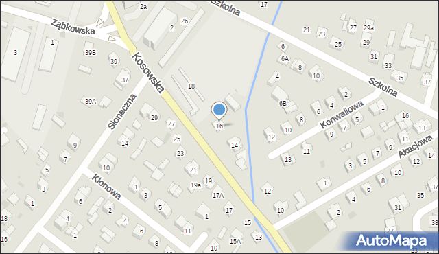 Sokołów Podlaski, Kosowska, 16, mapa Sokołów Podlaski