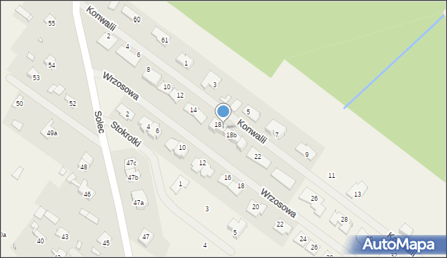 Solec, Konwalii, 18a, mapa Solec