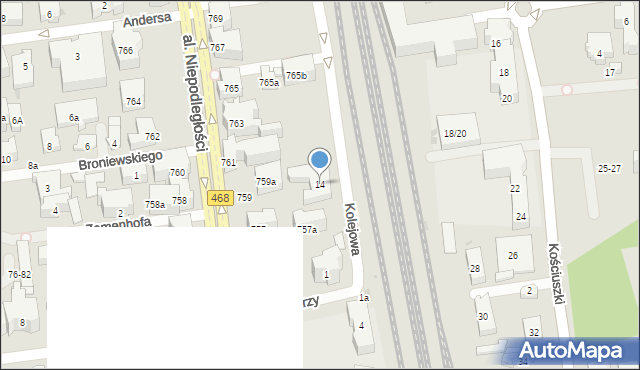 Sopot, Kolejowa, 14, mapa Sopotu